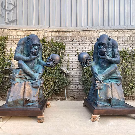 High Quality Handcrafts Lost Wax Bronze Statue of Darwin′s Thinking Monkey Sculpture