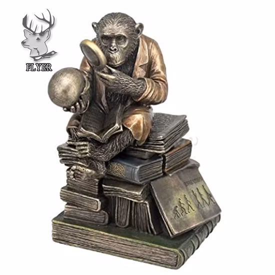 High Quality Handcrafts Lost Wax Bronze Statue of Darwin′s Thinking Monkey Sculpture