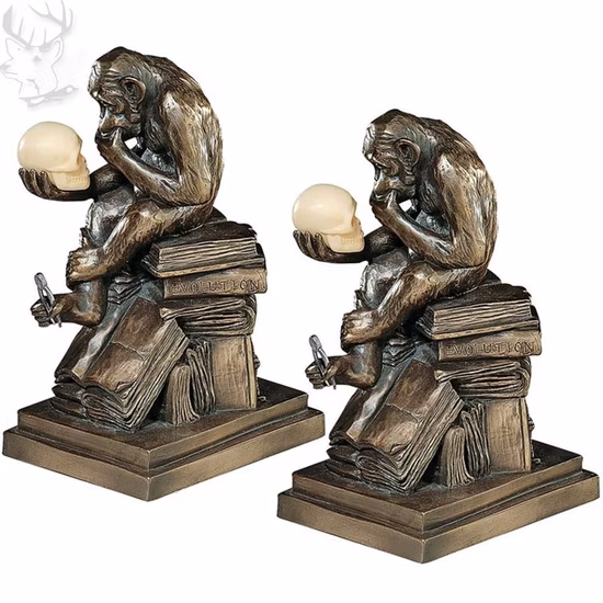 High Quality Handcrafts Lost Wax Bronze Statue of Darwin′s Thinking Monkey Sculpture