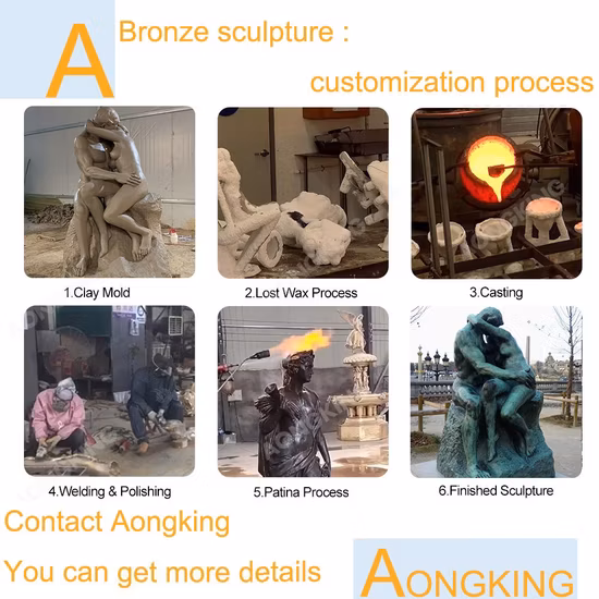 Life-Size Bronze Thinking Man Statue for Garden Decor