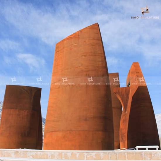 Large Natural Rust Corten Steel Sculpture for Museum Building