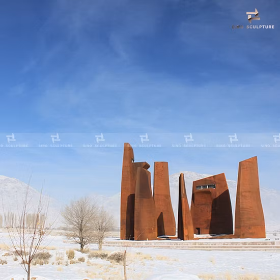 Large Natural Rust Corten Steel Sculpture for Museum Building