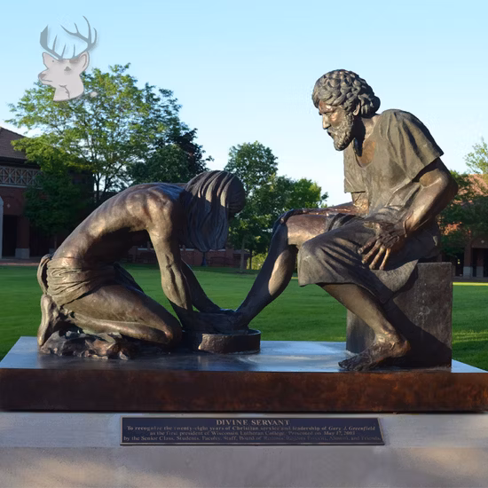 Popular Life-Size Bronze Religious Sculpture Jesus Wash Feet Sculpture for Catholicism