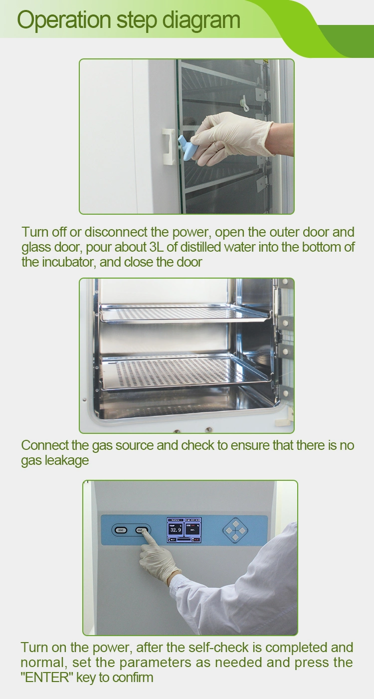 CO2 Incubator with LCD Touch Screen 151L Air Jacket Temperature and Humidity Control Gas Incubator