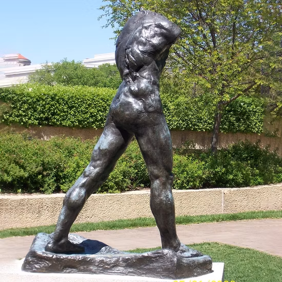 Life-Size Bronze Thinking Man Statue for Garden Decor