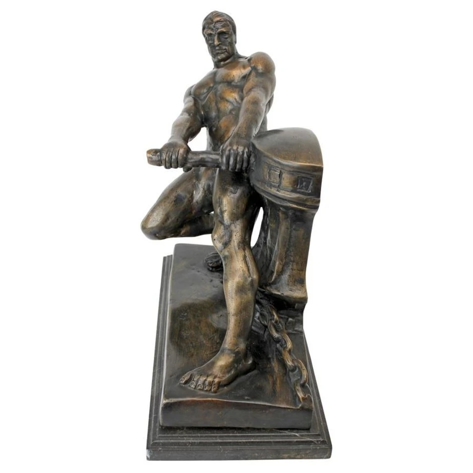 Simple Resin Crafts Power of Man Quality Lost Wax Bronze Statue Home Decor