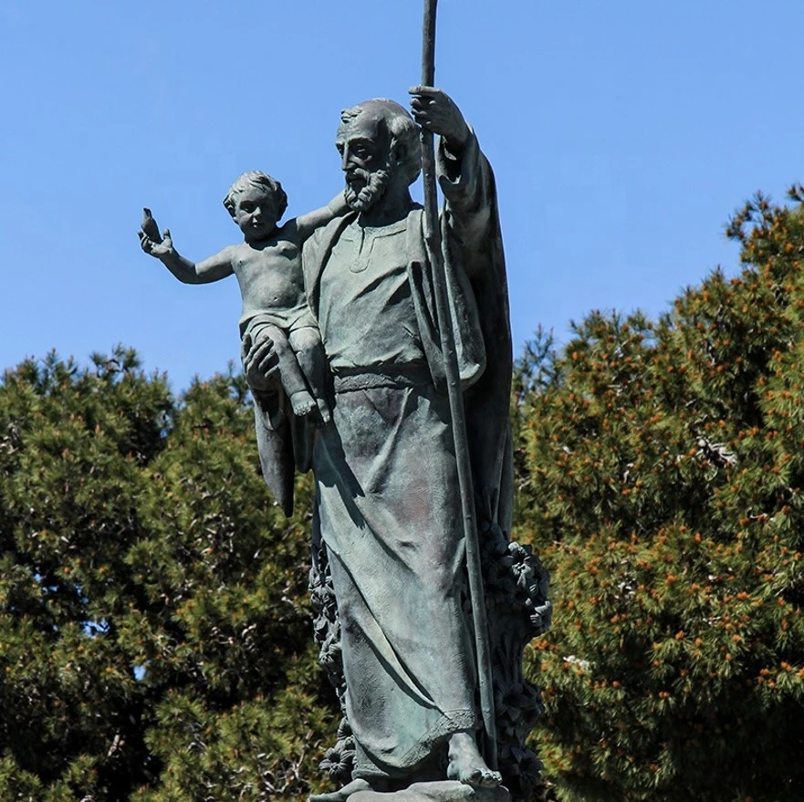 Garden Bronze Religious Saint Joseph Statue Life-Size for Sale