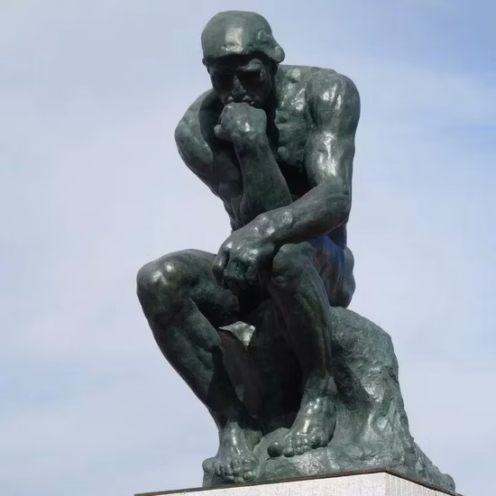 Life-Size Bronze Thinking Man Statue for Garden Decor