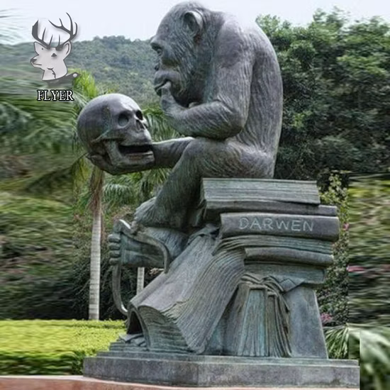 다윈의 생각하는 원숭이 조각품의 고품질 수제 잃어버린 왁스 동상
