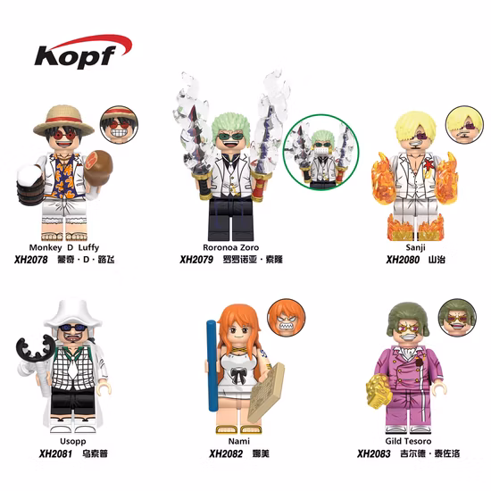 Kt1005 애니메이션 만화 원피스 Zoro Sir 악어 Namie Robin Luffy 미니 빌딩 블록 컬렉션 완구 그림