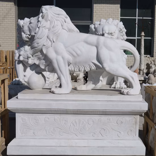 호텔 문 장식, 대형 대리석 조각, 사자 동물 동상