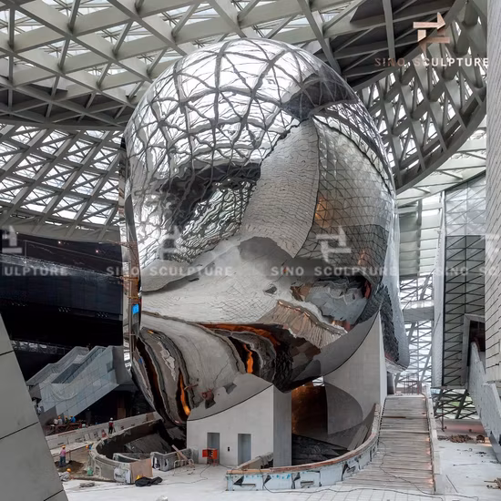 Mocape의 웅장한 대형 거울 광택 스테인리스 스틸 조각품